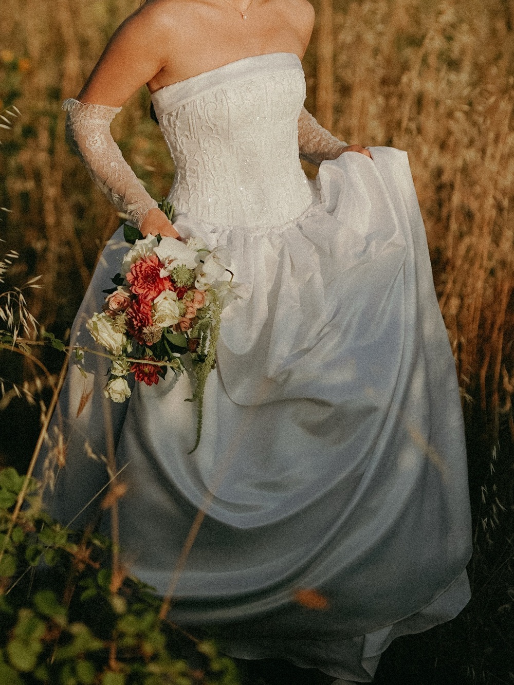 Vintage Dropped Waist Embellished Wedding Dress